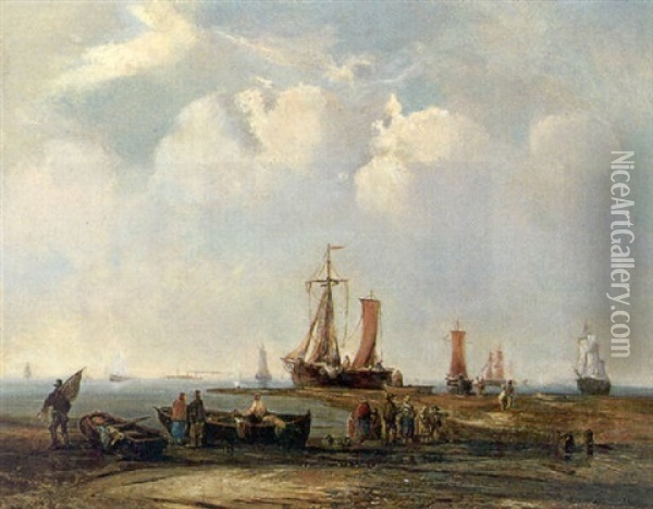 Segelschiffe Vor Der Kuste Oil Painting - Elias Pieter van Bommel