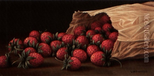 Still Life With Strawberries Oil Painting - Levi Wells Prentice