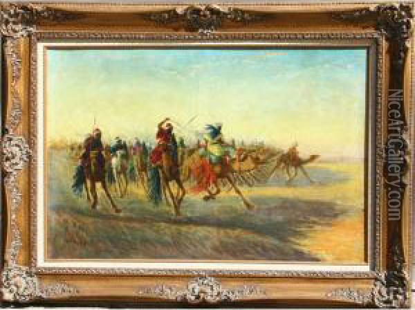 Moroccan Battle Scene Oil Painting - Vincent Manago