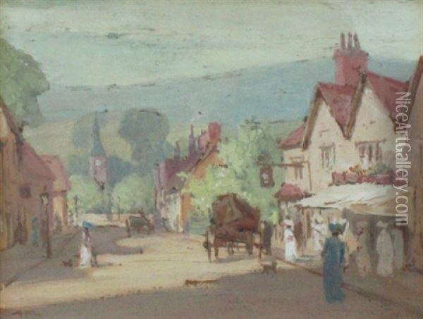 Main Street Oil Painting - Albert Henry Fullwood