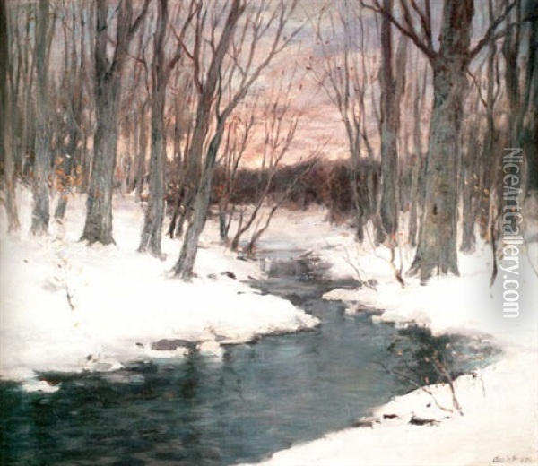 Winter Stream Oil Painting - Charles Paul Gruppe