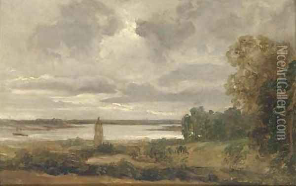 River Deben, near Woodbridge Oil Painting - Thomas Churchyard