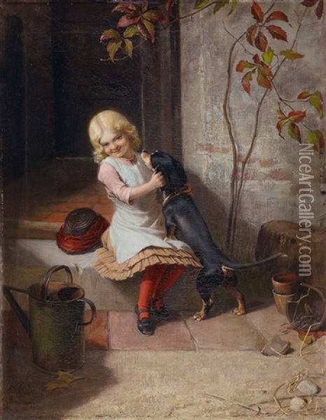 Madchen Mit Hund Oil Painting - Carl Rohde
