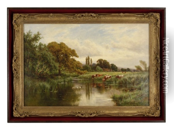 The River Thames In Spring Oil Painting - Henry H. Parker