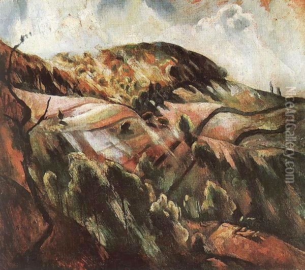 Zebegeny Hills (Sunny Landscape) 1923 Oil Painting - Istvan Desi-Huber