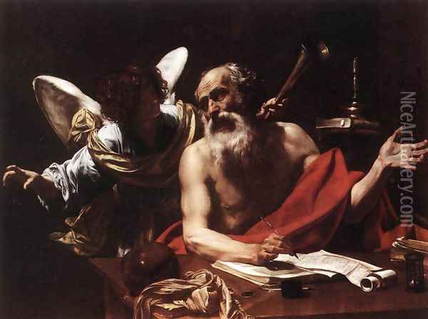 St Jerome and the Angel 1620s Oil Painting - Simon Vouet
