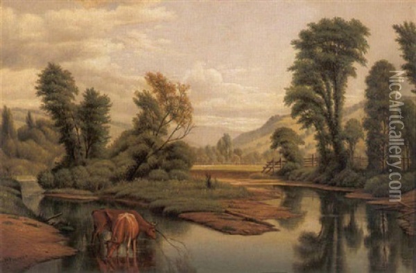 Pastoral Landscape Oil Painting - Levi Wells Prentice