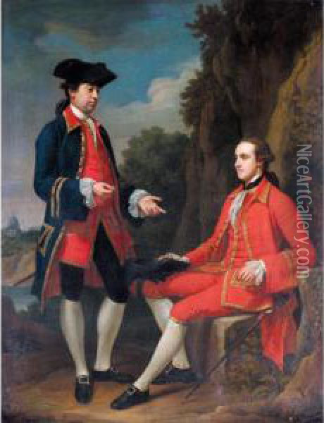Portrait Of George Henry Grey, 5th Earl Of Stamford And Sir Henry Mainwaring, 11th Bt. Oil Painting - Sir Nathaniel Dance-Holland