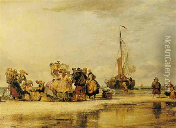 Scheveningen Oil Painting - Edward William Cooke