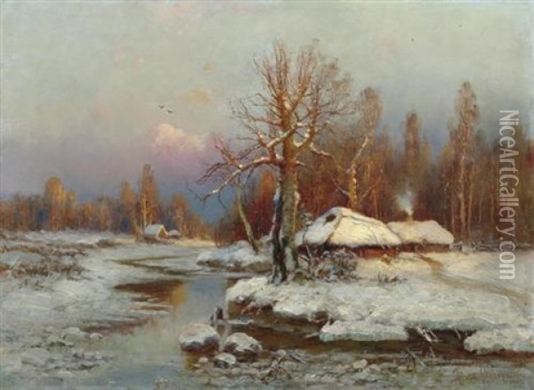 Winterlandschaft Oil Painting - Yuliy Yulevich (Julius) Klever