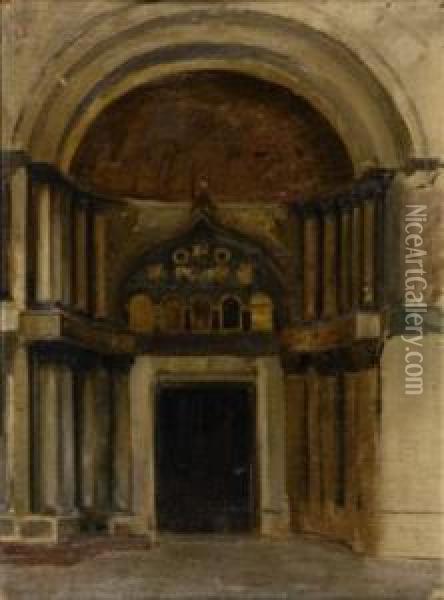 Portale Di Chiesa Oil Painting - Celestino Turletti