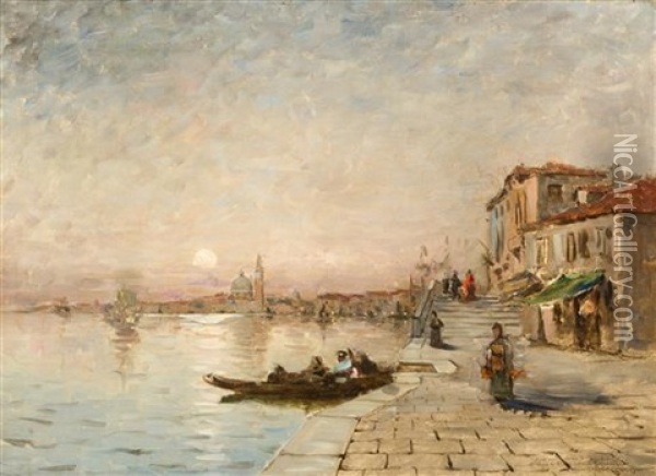 Sunset At Venice Oil Painting - Charles G. Dyer