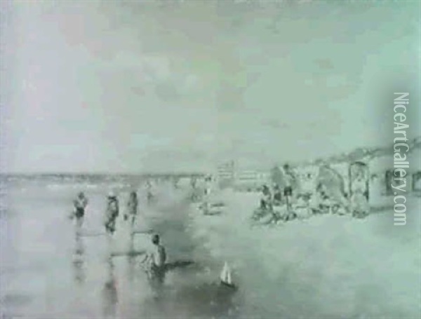 On The Beach Oil Painting - Franciscus Willem Helfferich
