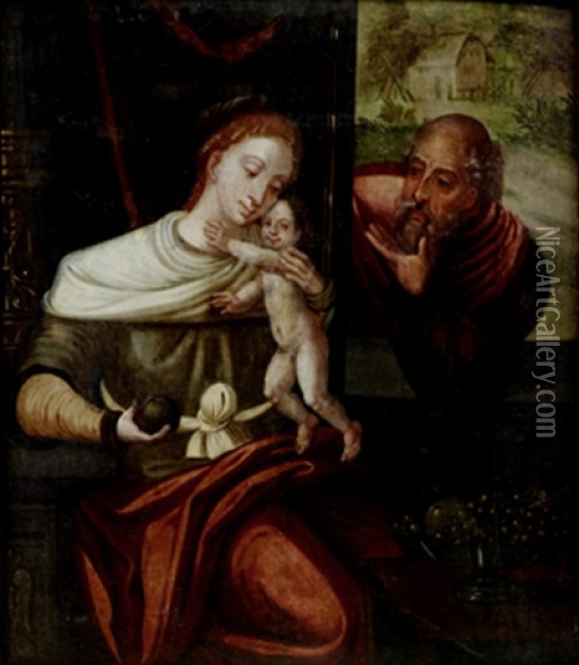 Den Heliga Familjen Oil Painting - Pieter Coecke van Aelst the Elder
