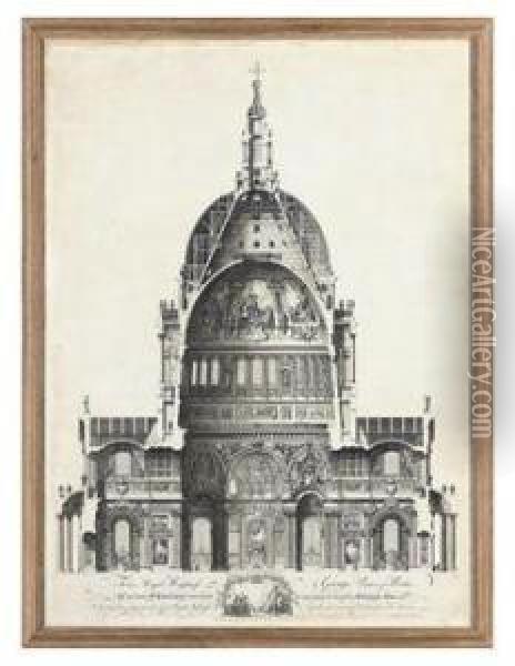 Section Of St Paul's Cathederal, Decorated Agreeably To Theoriginal Intention Of Sr. Christopher Wren Oil Painting - Eduard Rooker