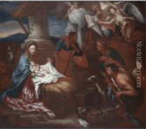 The Adoration Of The Shepherds Oil Painting - Giovanni Benedetto Castiglione