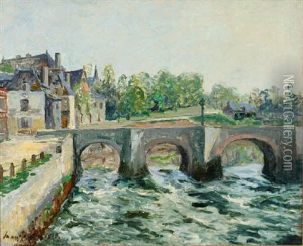 Le Pont Saint-goustan A Auray; Morbihan Oil Painting - Maxime Maufra