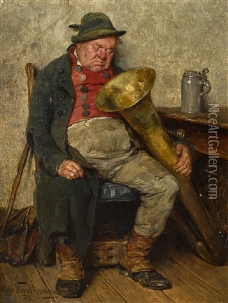 Muder Musikant Mit Tuba Oil Painting - Hugo Wilhelm Kauffmann
