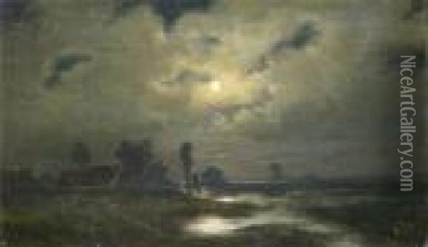 Mondnacht Oil Painting - Louis, Carl Ludwig Douzette