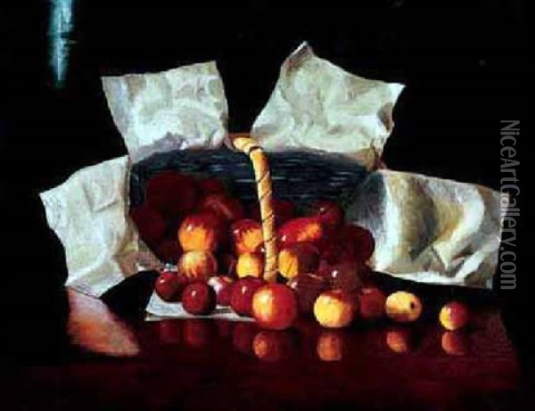 Lady Apples Spilling From A Basket Oil Painting - Alberta Binford McCloskey