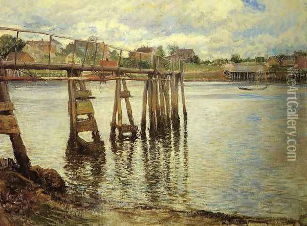 Jetty at Low Tide (aka The Water Pier) Oil Painting - Joseph Rodefer DeCamp