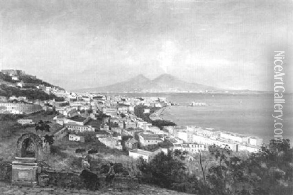 La Baie De Naples Oil Painting - Enrico (Ulrico) Pistilli