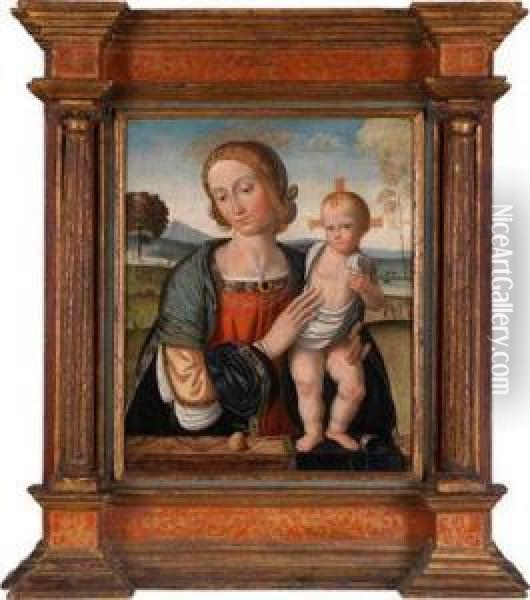 Die Madonna Mit Demchristuskind In Einer Weiten Landschaft Oil Painting - Francesco Verla
