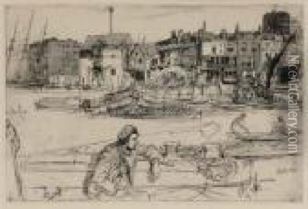 Black Lion Wharf, From 
Sixteen Etchings Oil Painting - James Abbott McNeill Whistler