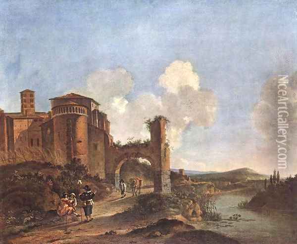 Italian Landscape with SS. Giovanni e Paolo in Rome 2 Oil Painting - Jan Asselyn