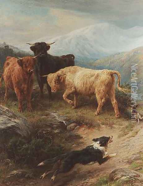A highland incident 1888 Oil Painting - Basil Bradley