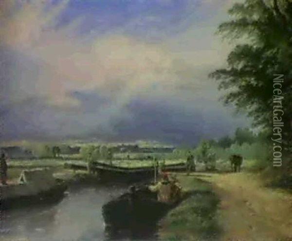 The Grantham Canal Oil Painting - Henry Thomas Dawson