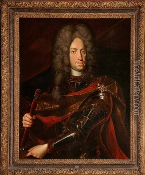 Portrait De Charles Vi De Habsbourg En Armure Oil Painting - Jacob van Schuppen