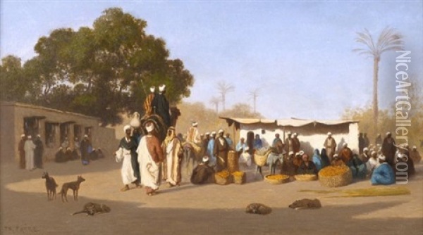 Scene De Marche Au Caire Oil Painting - Charles Theodore (Frere Bey) Frere