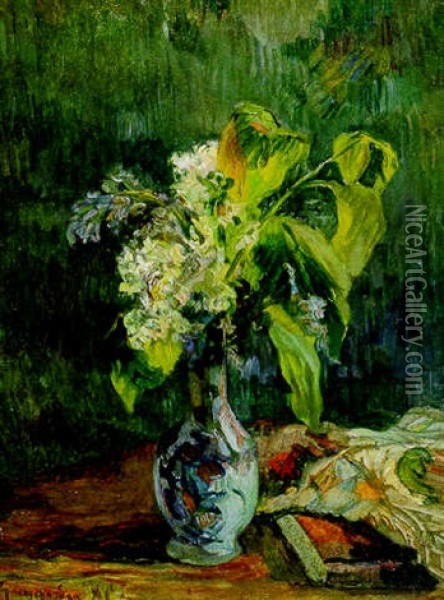 Vase De Fleurs (lilas) Oil Painting - Paul Gauguin
