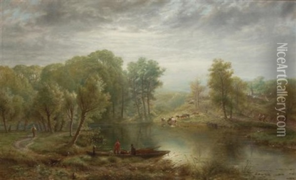 Activities Along The River Oil Painting - Albert Fitch Bellows
