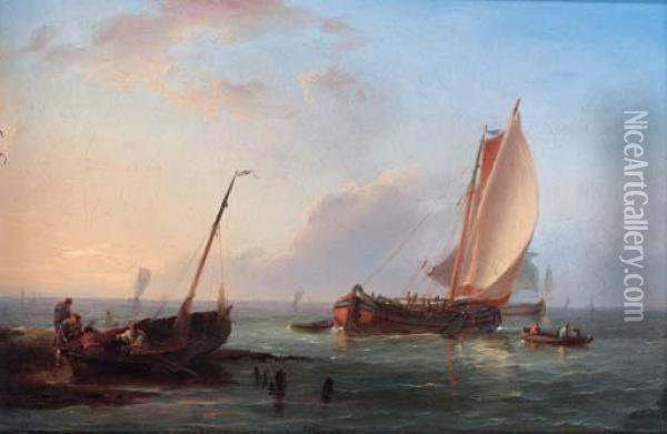 Sailing Boats Off The Dutch Coast Oil Painting - Hermanus Koekkoek