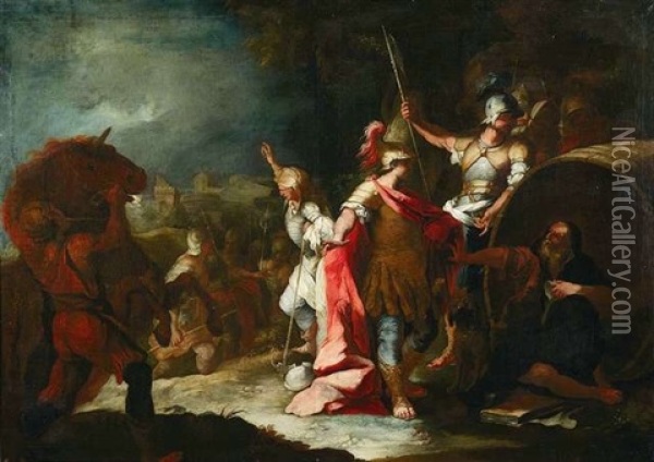 Alexander Vor Diogenes Oil Painting - Charles Le Brun