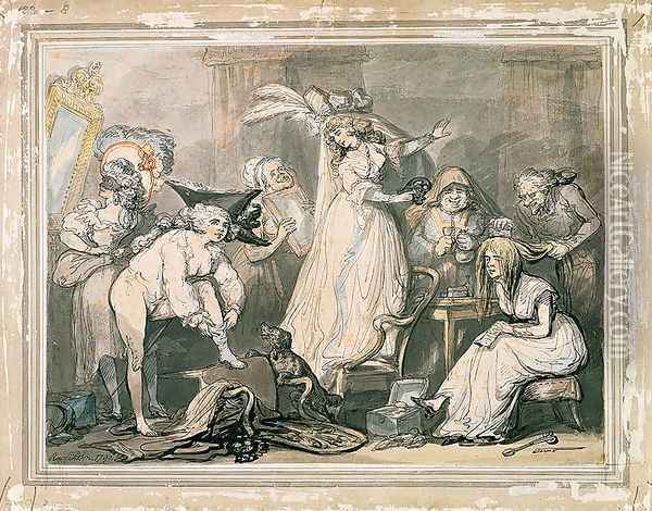 Dressing for a Masquerade, 1790 Oil Painting - Thomas Rowlandson
