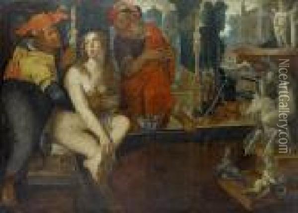 Susannah And The Elders Oil Painting - Peter Wtewael