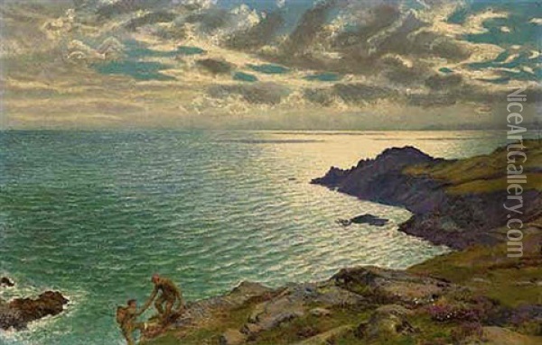 Cliff Searches Oil Painting - Arthur Hughes