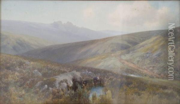 Dartmoorscene With Sheep Oil Painting - Frederick John Widgery