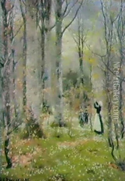 En Forarsdag I Skoven Oil Painting - Hans Andersen Brendekilde