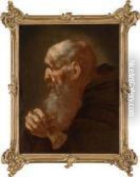 Saint Anthony The Hermit With A Bell Oil Painting - Giovanni Battista Piazzetta