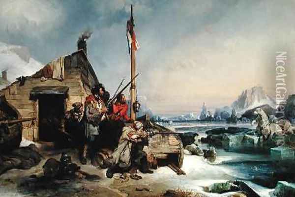 Wintering of a Team of Dutch Sailors on the Eastern Coast of Novaya Zemlya Oil Painting - Eugene Lepoittevin
