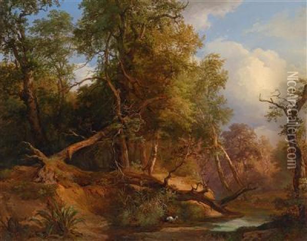 Waldlandschaft Oil Painting - Josef Hoger