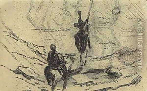 Don Quixote Et Sancho Pansa Oil Painting - Honore Daumier