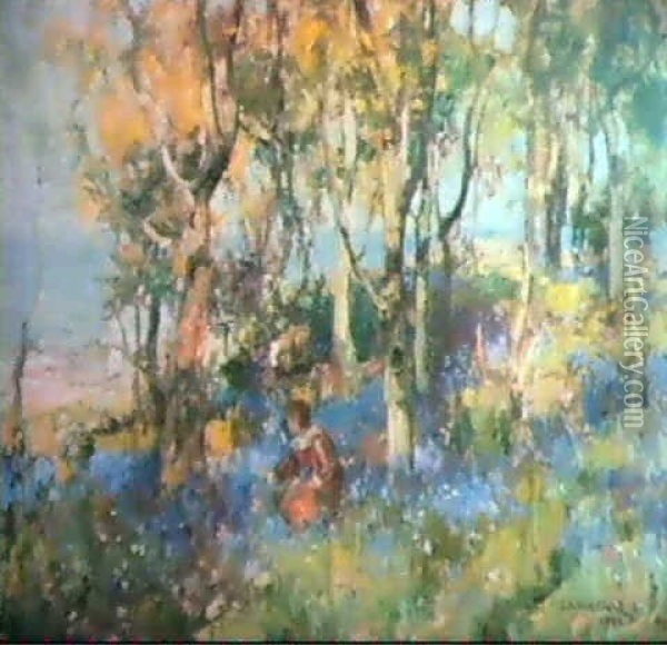 Spring Woodland Oil Painting - Thomas Bromley Blacklock