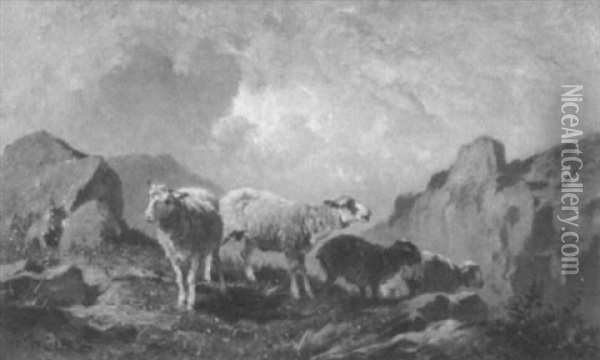 Schafe Auf Einer Bergweide Oil Painting - Felix Saturnin Brissot de Warville