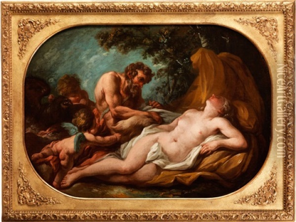Jupiter Und Antiope Oil Painting - Charles Michel-Ange Challes