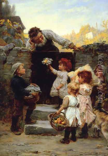 Grandfather's Birthday Oil Painting - Frederick Morgan